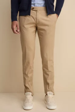 Pantalone Slim Fit in Cotone con Taschino - BEIGE