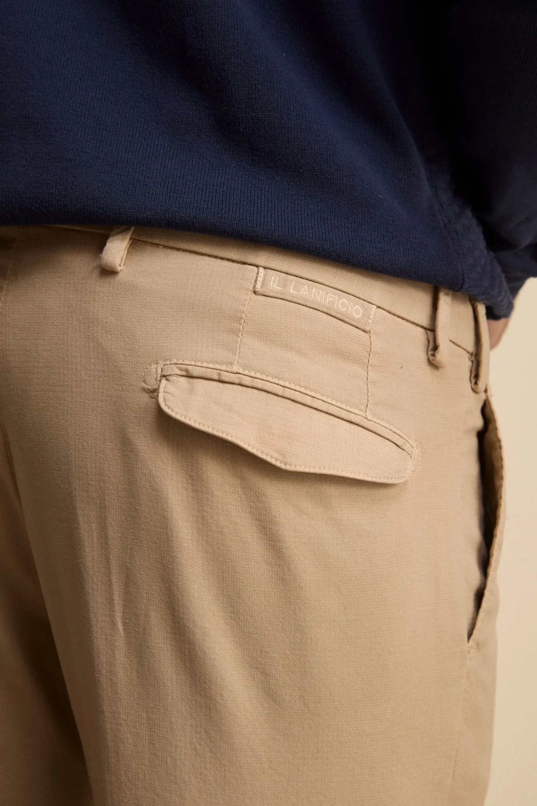 Pantalone Slim Fit in Cotone con Taschino - BEIGE