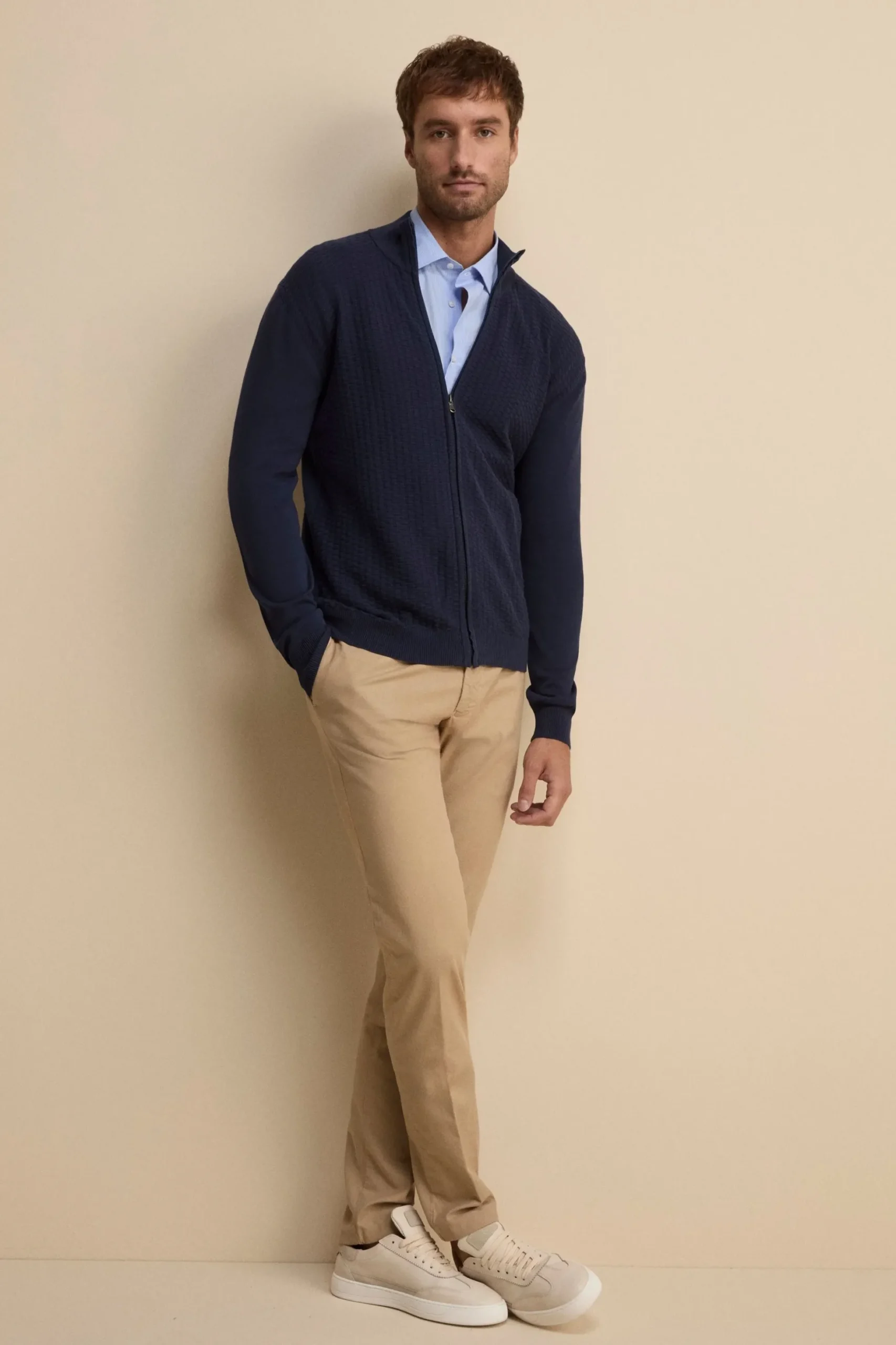 Pantalone Slim Fit in Cotone con Taschino - BEIGE