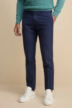 Pantalone Slim Fit in Cotone con Taschino - BLU