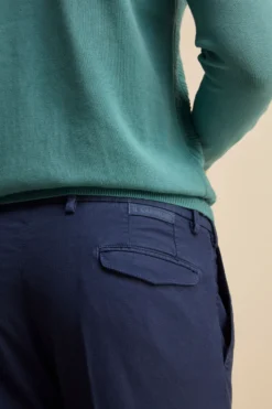 Pantalone Slim Fit in Cotone con Taschino - BLU