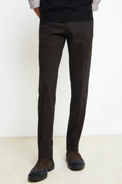 Pantalone Slim Fit in Cotone - MARRONE SPIGATO
