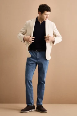 Pantalone Slim Fit in Denim di Cotone Stretch - DENIM