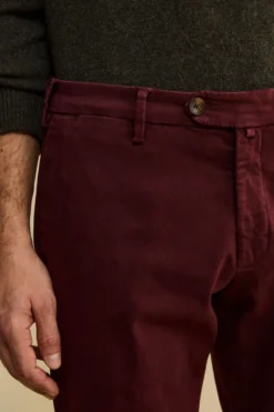 Pantalone Slim Fit in Gabardina Stretch - BORDEAUX
