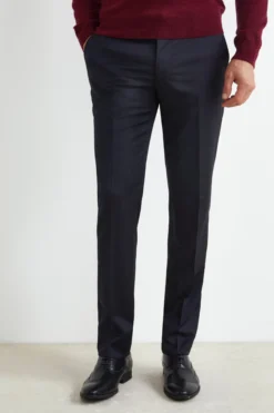 Pantalone Slim Fit in Lana - BLU