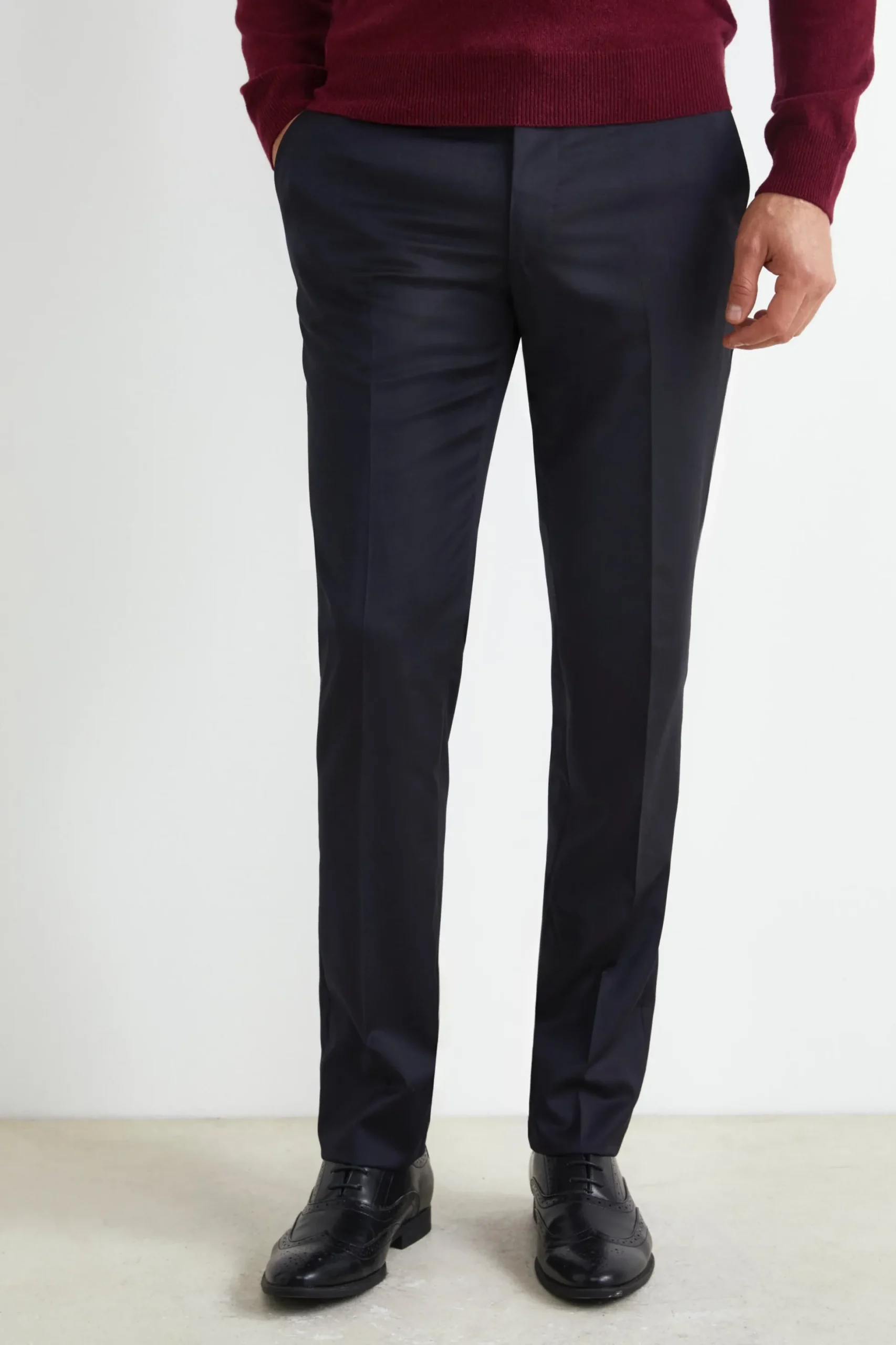 Pantalone Slim Fit in Lana - BLU