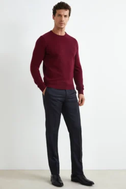 Pantalone Slim Fit in Lana - BLU