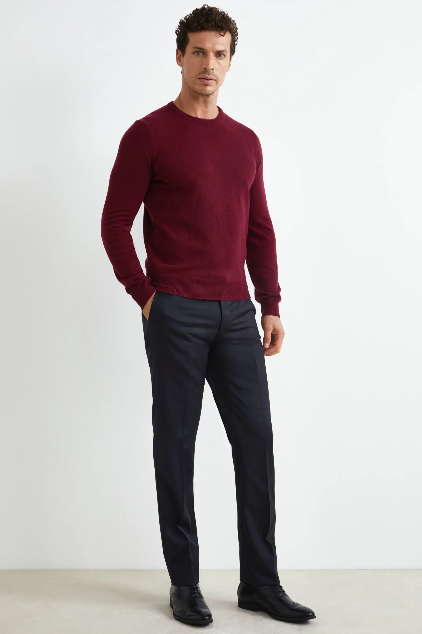 Pantalone Slim Fit in Lana - BLU