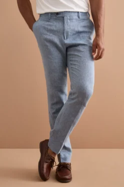 Pantalone Slim Fit in Lino con Pieghe - AVIO