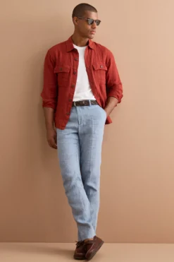 Pantalone Slim Fit in Lino con Pieghe - AVIO