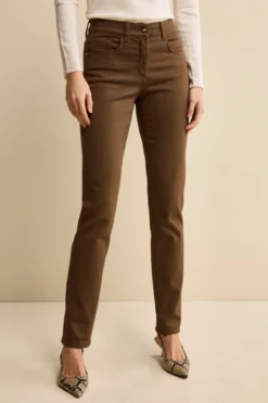 Pantalone Slim Fit in Misto Cotone - MARRONE