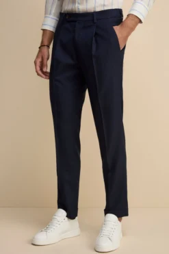 Pantalone Slim Fit in Misto Lana - BLU