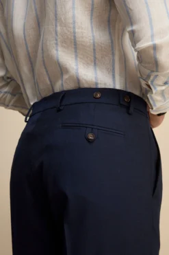 Pantalone Slim Fit in Misto Lana - BLU