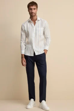 Pantalone Slim Fit in Misto Lana - BLU