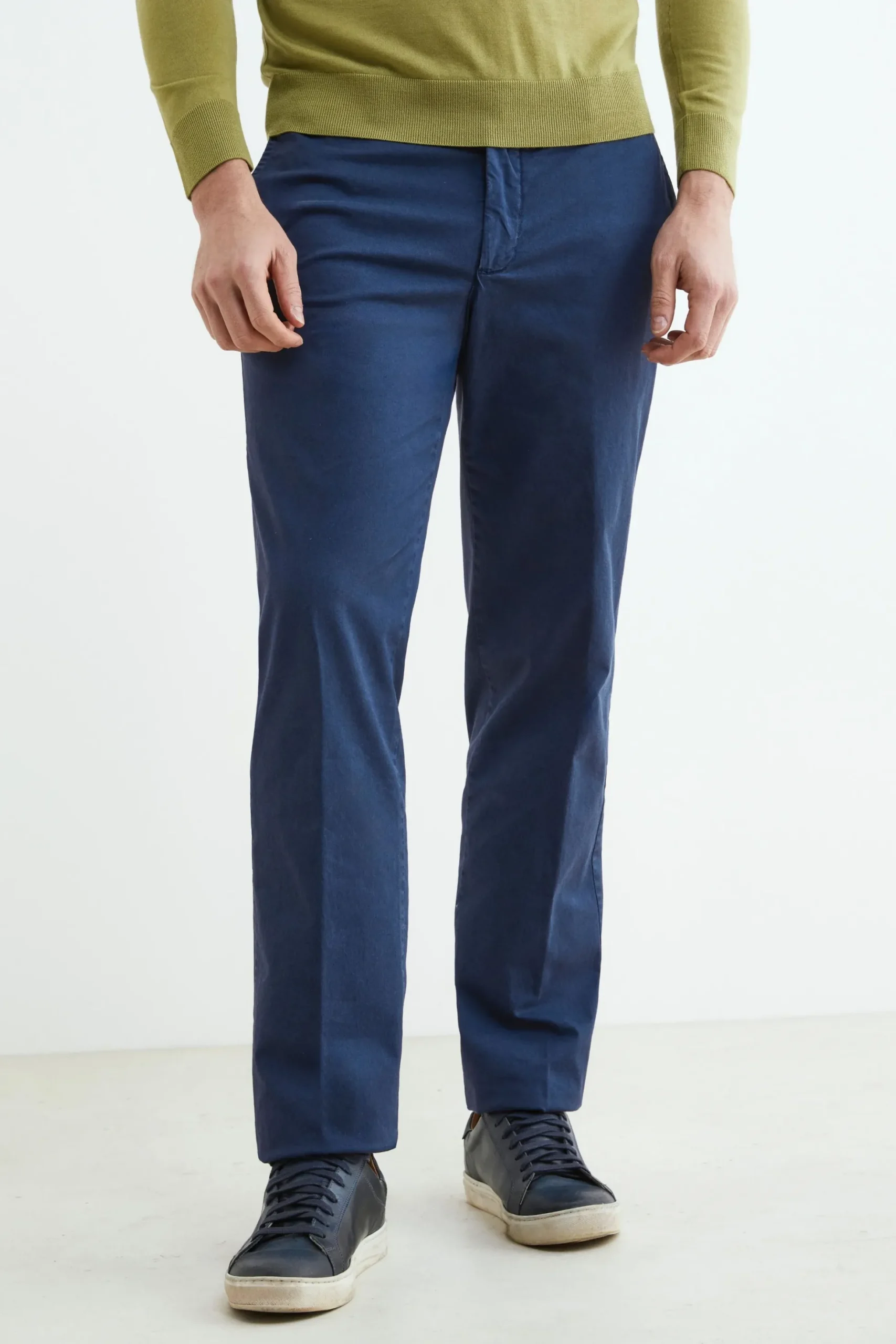 Pantalone slim in cotone - BLU APERTO