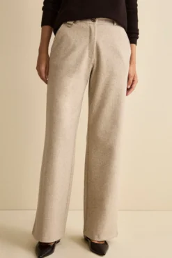 Pantalone Spigato a Gamba Larga - BEIGE SPIGATO