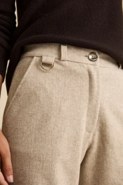 Pantalone Spigato a Gamba Larga - BEIGE SPIGATO