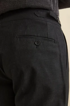 Pantalone Straight in Lana Vergine con Risvolto - ANTRACITE
