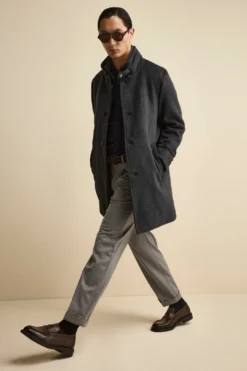 Pantalone Straight in Misto Lana con Pinces e Risvolto - GRIGIO CHIARO