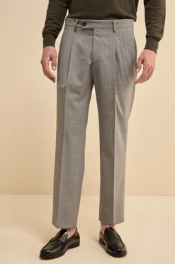 Pantalone Straight in Misto Lana - GRIGIO CHIARO