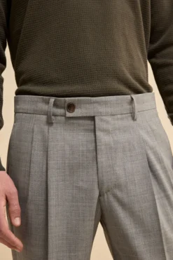 Pantalone Straight in Misto Lana - GRIGIO CHIARO