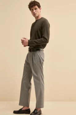Pantalone Straight in Misto Lana - GRIGIO CHIARO