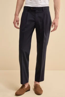 Pantalone Straight in Misto Lana - BLU