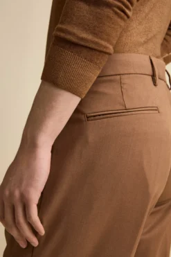 Pantalone Straight in Misto Lana con Pinces e Risvolto - CAPPUCCINO
