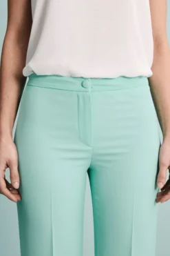 Pantalone Twill a Palazzo con Pieghe - ACQUA