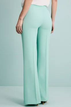Pantalone Twill a Palazzo con Pieghe - ACQUA