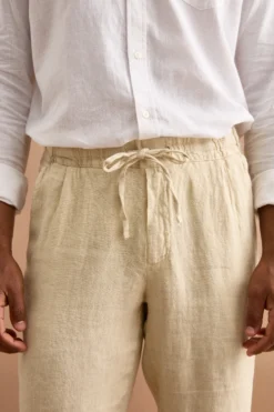 Pantalone Uomo in Lino con Coulisse ed Elastico - SABBIA