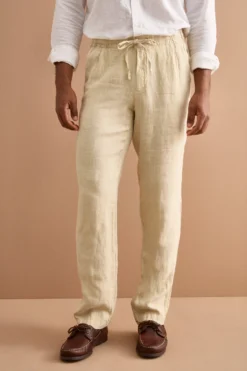 Pantalone Uomo in Lino con Coulisse ed Elastico - SABBIA