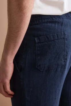 Pantalone Uomo in Lino con Coulisse ed Elastico - BLU