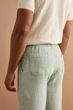 Pantalone Uomo in Lino con Coulisse ed Elastico - VERDE