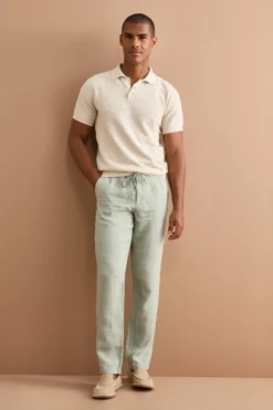 Pantalone Uomo in Lino con Coulisse ed Elastico - VERDE