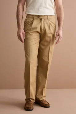 Pantalone Wide Fit in Misto Lino con Pinces - BISCOTTO