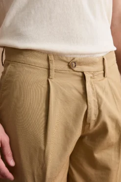 Pantalone Wide Fit in Misto Lino con Pinces - BISCOTTO