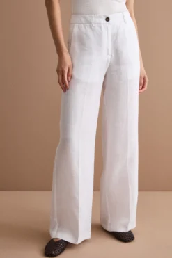 Pantalone Wide Leg in Lino - BIANCO