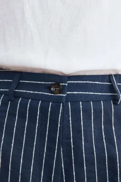 Pantaloni a palazzo gessati - RIGATO BLU/BEIGE