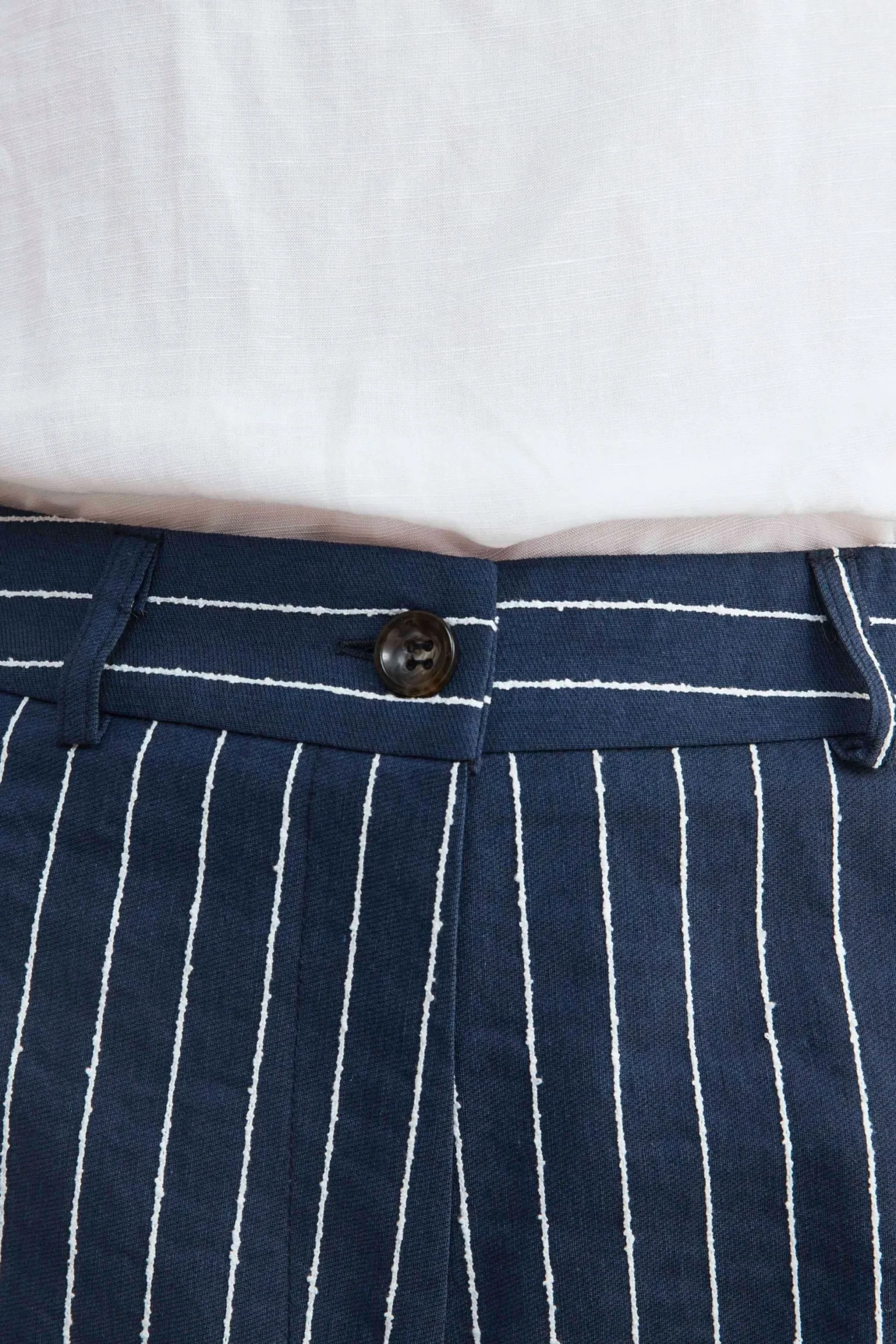 Pantaloni a palazzo gessati - RIGATO BLU/BEIGE