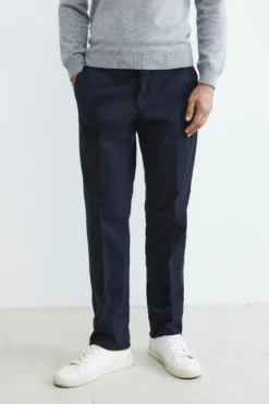 Pantaloni chino in gabardine - BLU NOTTE