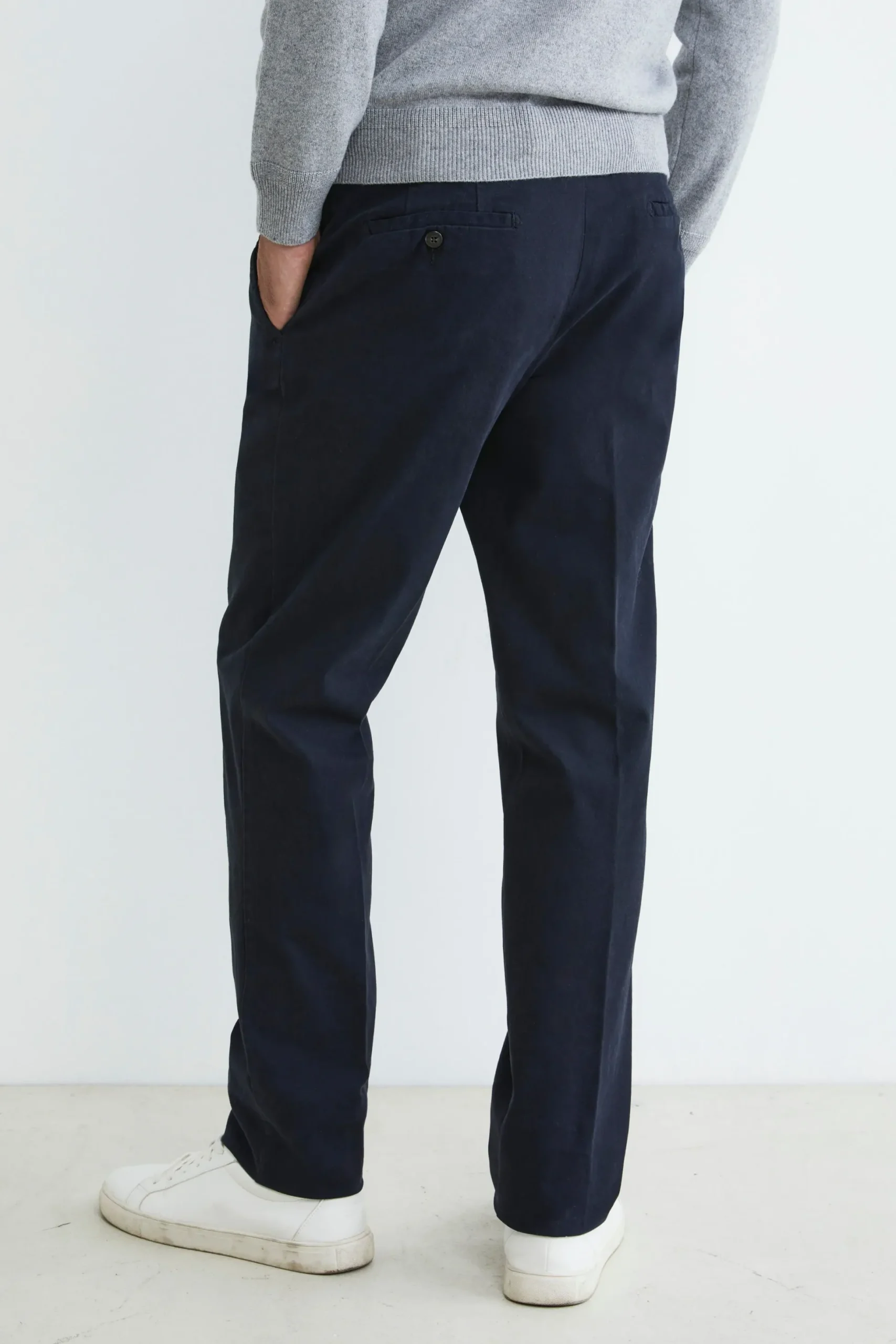 Pantaloni chino in gabardine - BLU NOTTE