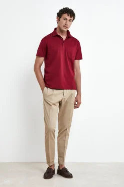 Pantaloni con pinces in cotone - BEIGE