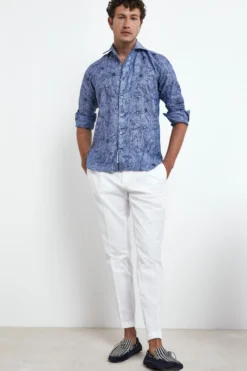 Pantaloni con pinces in cotone - BIANCO