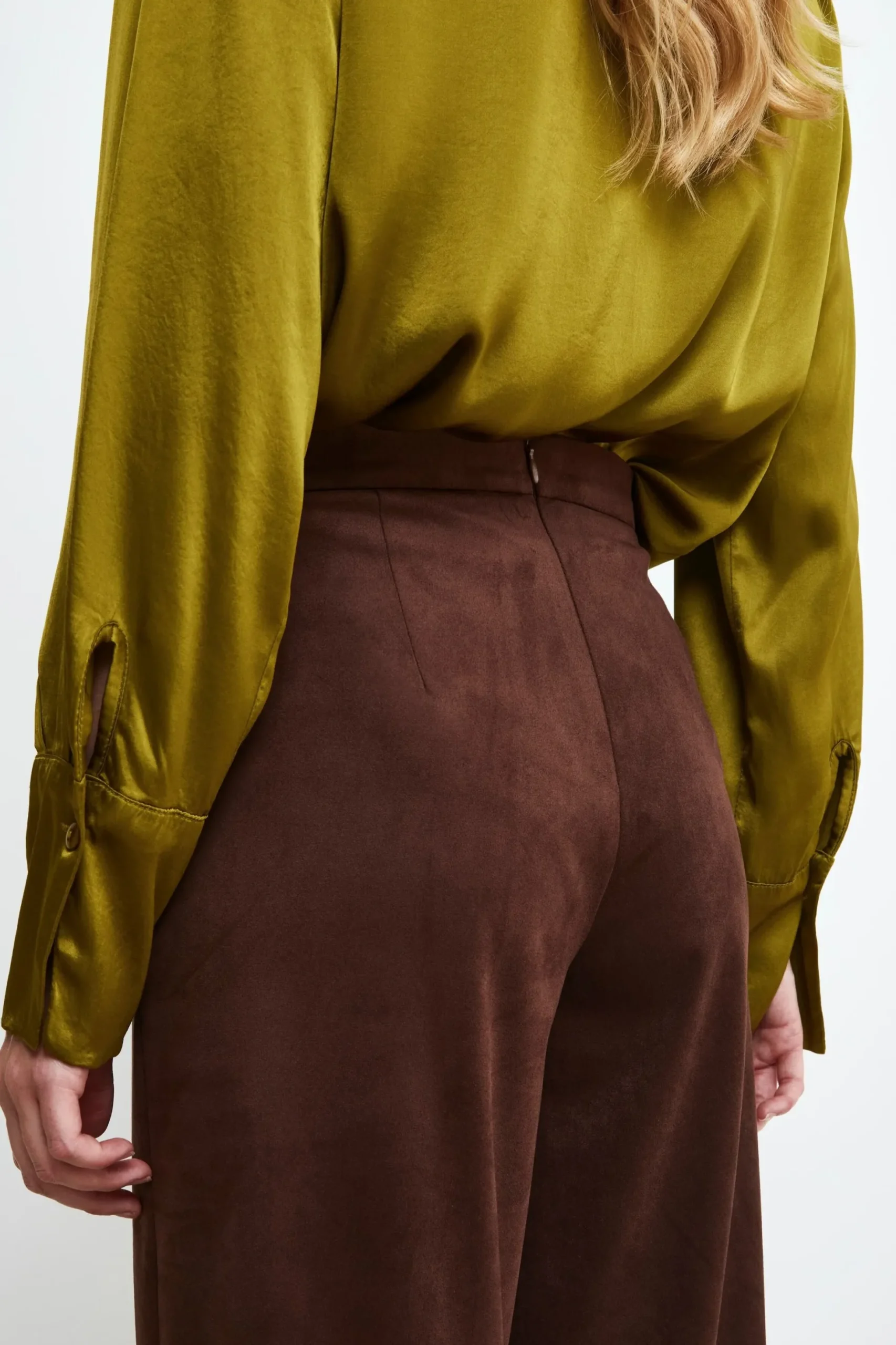 Pantaloni Daino a Palazzo - COGNAC