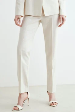 Pantaloni gessati in lurex - SABBIA