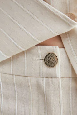 Pantaloni gessati in lurex - SABBIA
