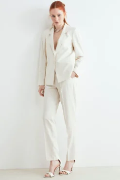 Pantaloni gessati in lurex - SABBIA