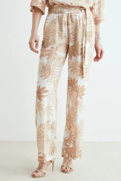 Pantaloni in lino a palazzo - FANT. BEIGE