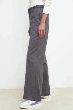 Pantaloni Morbidi Gamba Larga - GRIGIO